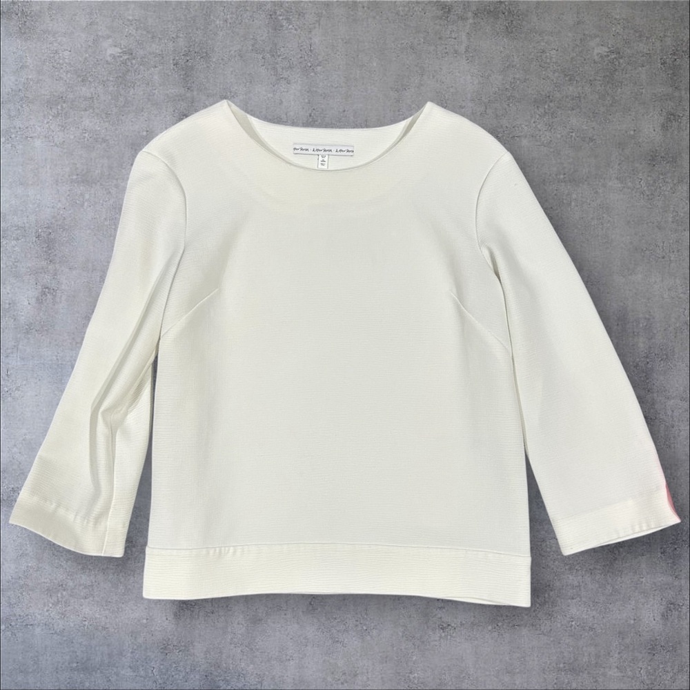 & Other Stories Ivory Textured Office Top US 8 Structured Minimalist‎ 3/4 Sleeve